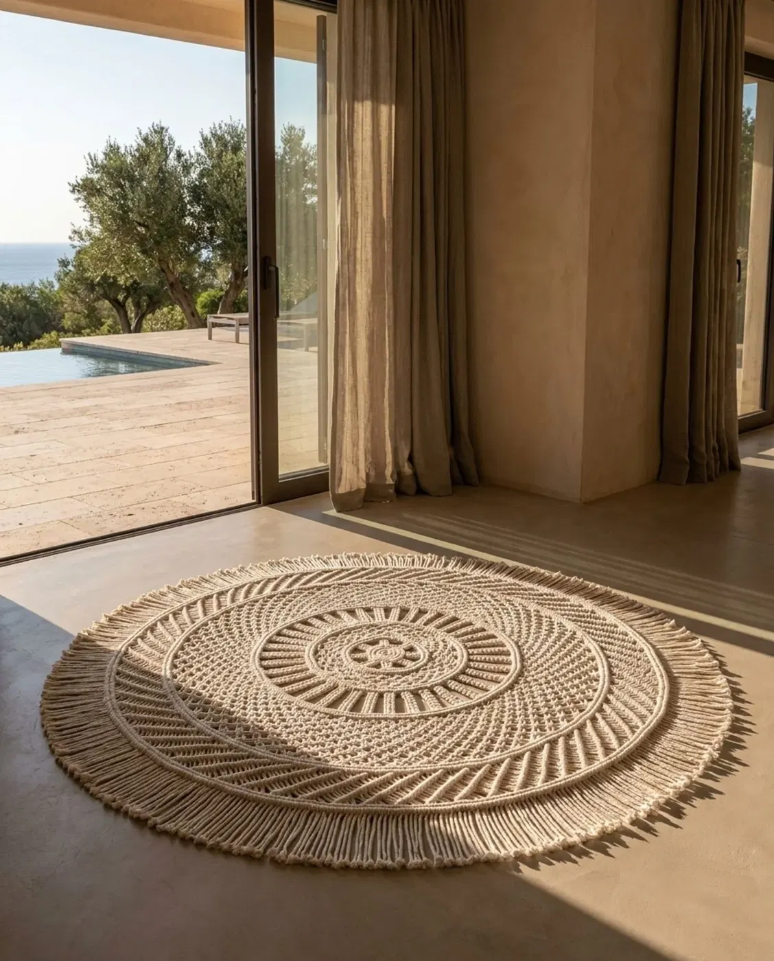 Yuvarlak Makrome Mandala Halı