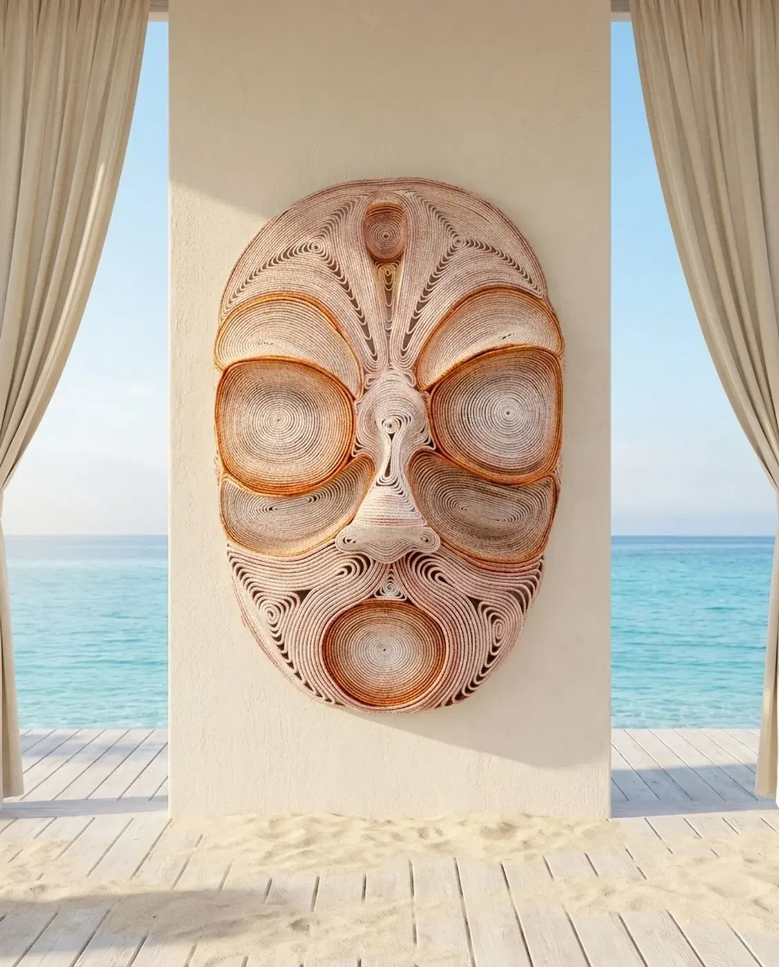 Sarmal İp Mask Duvar Heykeli